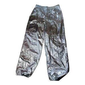 ZARA WOMAN NEW SILVER HIGH WAIST  PANTS  M